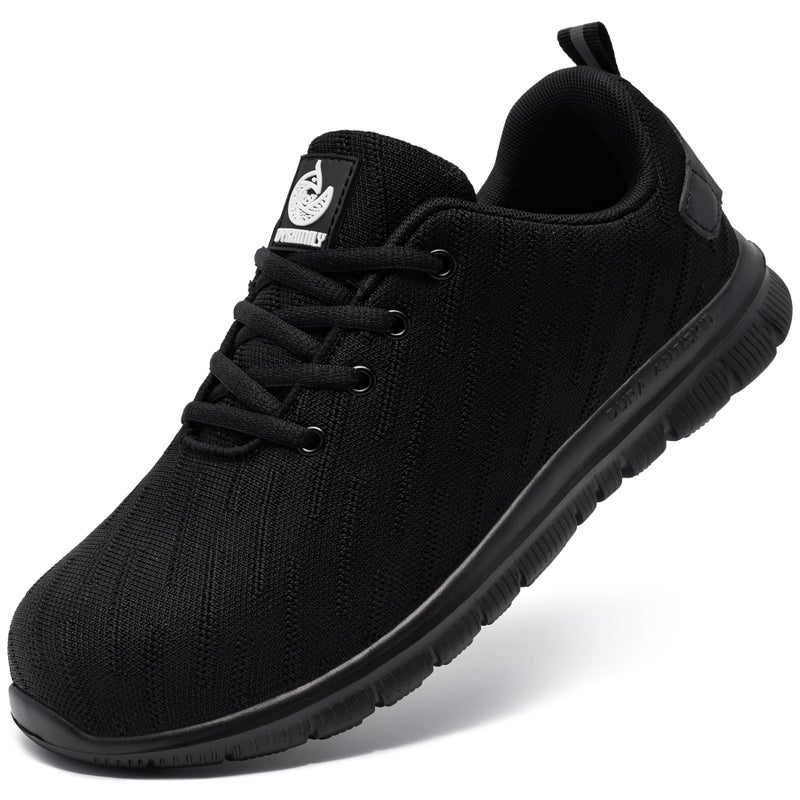 DYKHMILY Non Slip Work Shoes Men Women Comfortable Steel Toe Shoes for Man Safety Shoe Classic Protective Puncture-Proof Size 10.5 Man/12,Black - Image 1